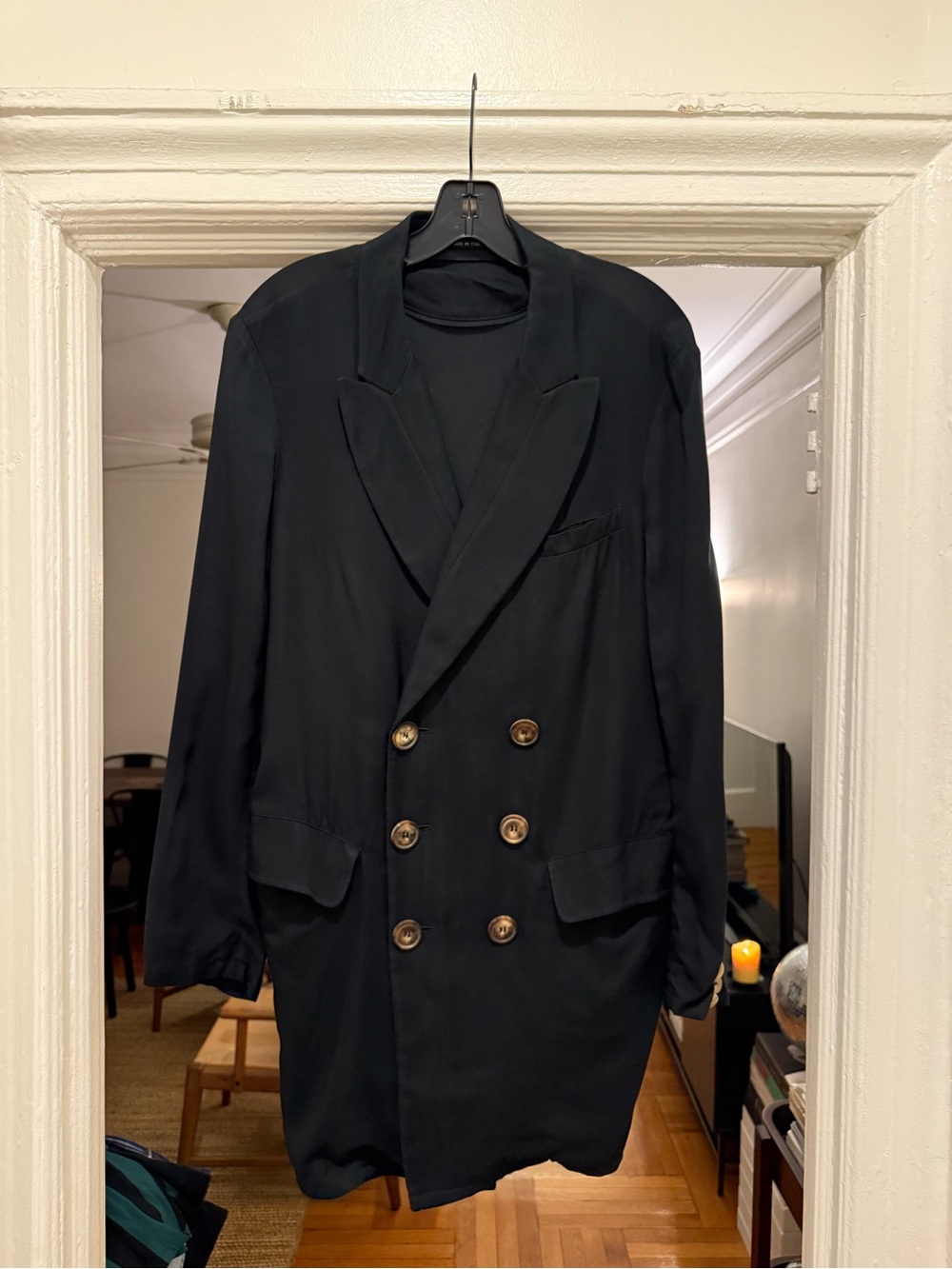 Giorgio Armani Black Double-Breasted Sport Coat with Gold Buttons